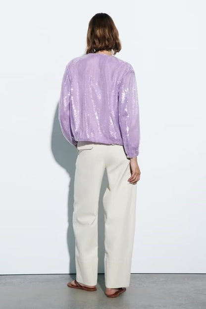 Bomber Sequin Dreams – Lilás Glow