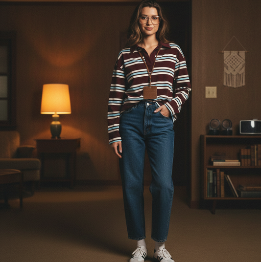 Camiseta Oficial do Clube de D&D: Polo Listrada Vintage de Algodão Premium