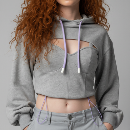 Moletom Cropped ILLUSION CUTOUT" Premium - Street Clean Importado