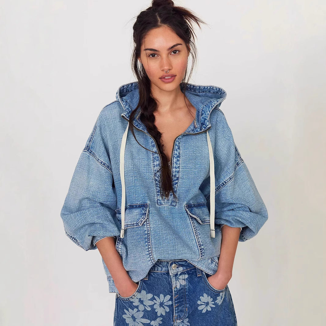 Vintage Denim Hoodie