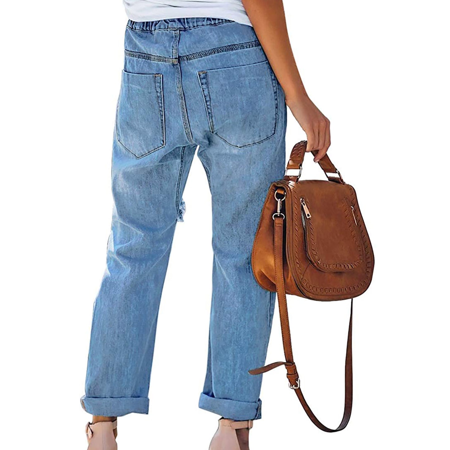 CALÇA JEANS DRAWSTRING RIPPED